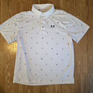 Under Armour Polo Shirt The Playoff Polo Mens XL White Birds Golf Shirt